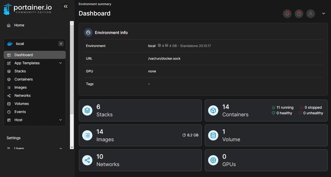 Portainer environment information
